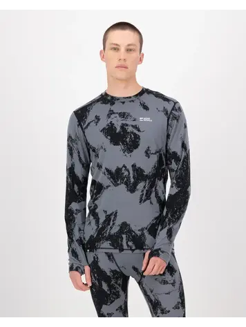 MONS ROYALE MONS ROYALE Men's Cascade Merino Base Layer Long Sleeve Mtn Pixel Grey