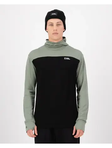 MONS ROYALE MONS ROYALE Men's Yotei Merino Powder Hood Long Sleeve Willow / Black