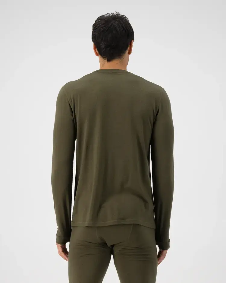 MONS ROYALE MONS ROYALE Mens Cascade Merino Base Layer Long Sleeve Dark Olive