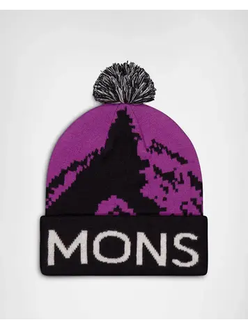 MONS ROYALE MONS ROYALE MTN Pixel Merino Pom Pom Beanie Purple Bolt / Black