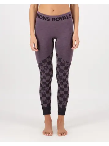 MONS ROYALE MONS ROYALE Women's Ascender Merino Seamless Legging Mauve / Black