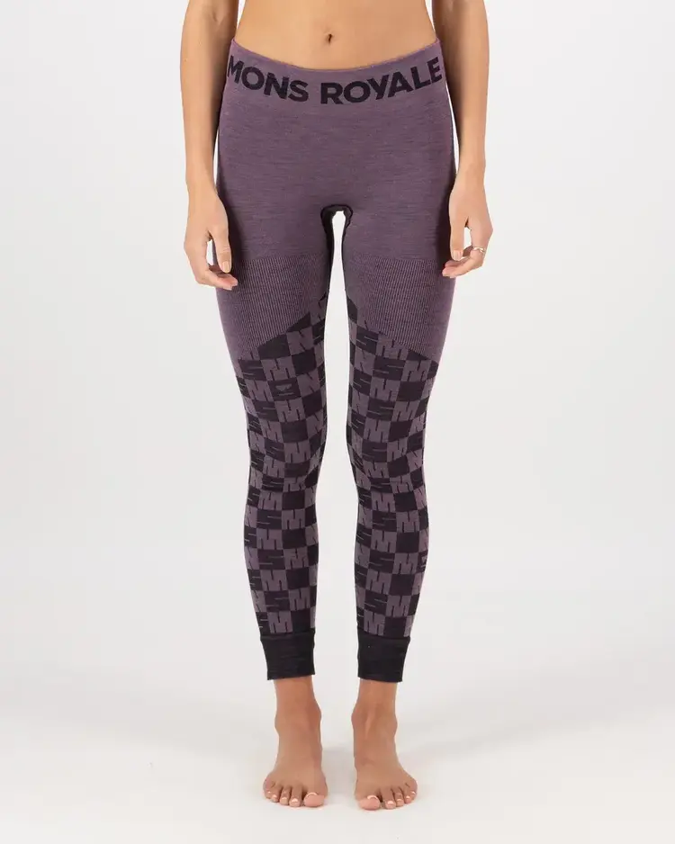 MONS ROYALE MONS ROYALE Women's Ascender Merino Seamless Legging Mauve / Black