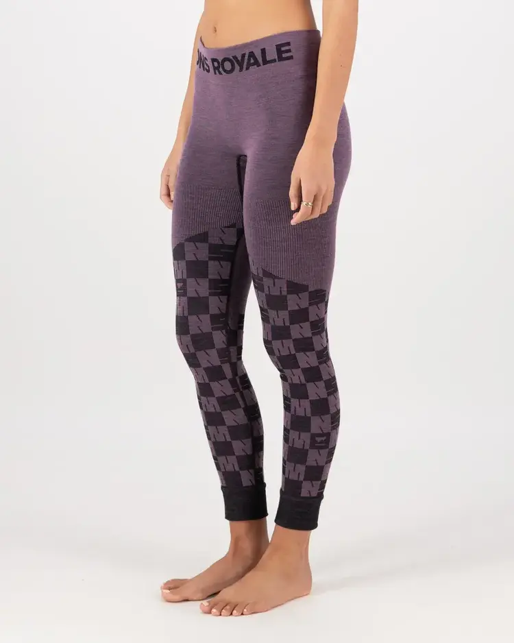 MONS ROYALE MONS ROYALE Women's Ascender Merino Seamless Legging Mauve / Black