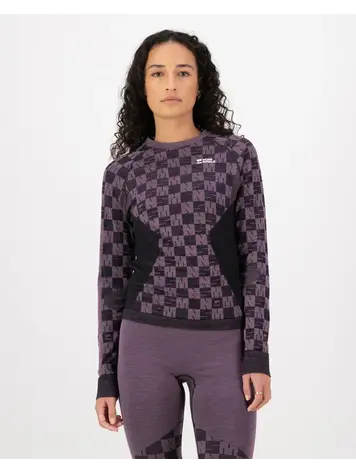 MONS ROYALE MONS ROYALE Women's Ascender Merino Seamless Long Sleeve Mauve / Black