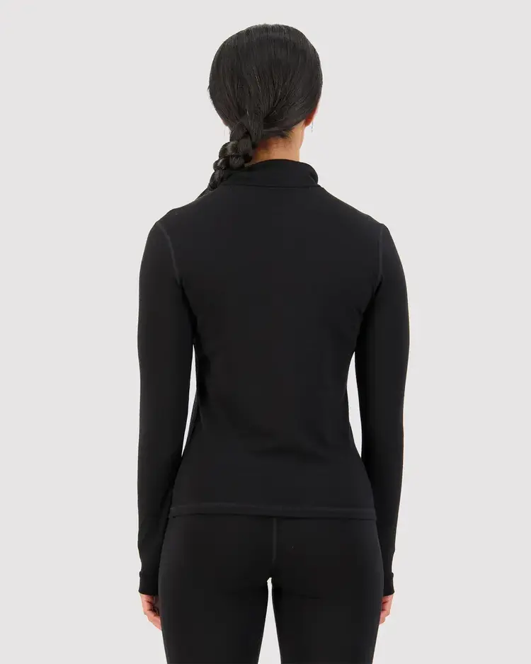 MONS ROYALE MONS ROYALE Women's Cascade Merino Base Layer 1/4 Zip Long Sleeve Black