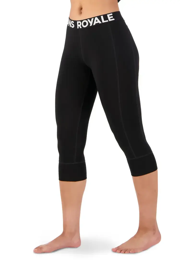 MONS ROYALE MONS ROYALE Women's Cascade Merino Base Layer 3/4 Legging Black