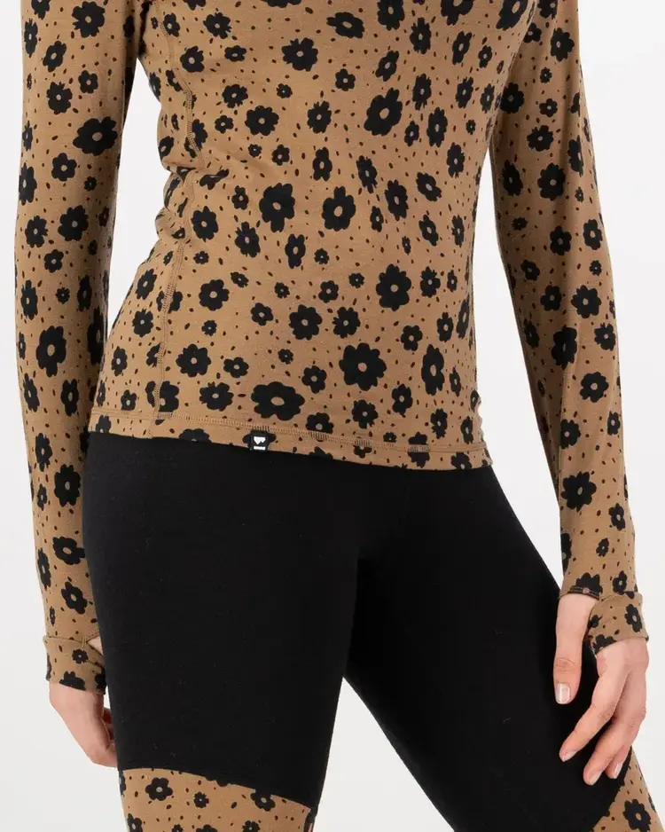 MONS ROYALE MONS ROYALE Women's Cascade Merino Base Layer Long Sleeve Aoraki Lily Toffee