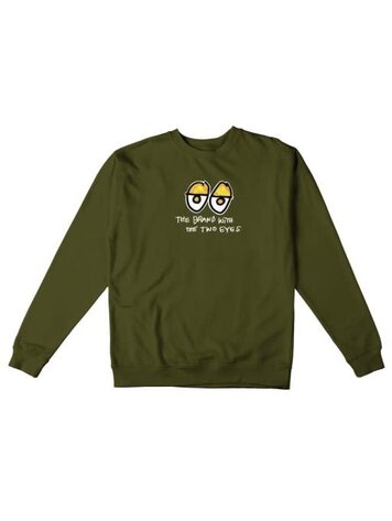KROOKED KROOKED Two Eyes Fill Heavyweight Pullover Crew Army
