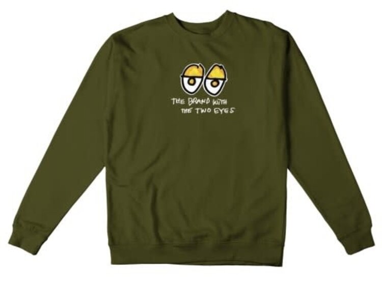 KROOKED KROOKED Two Eyes Fill Heavyweight Pullover Crew Army