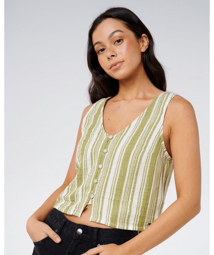 RIP CURL RIP CURL Premium Surf Stripe Top Olive