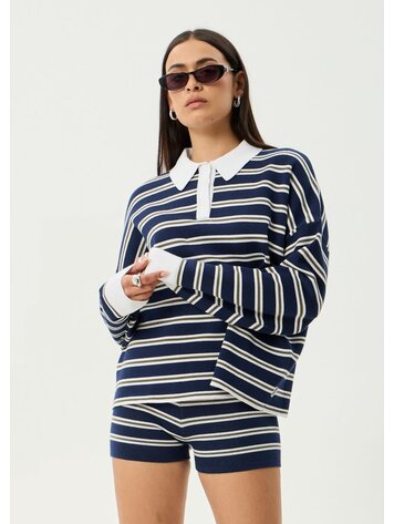 AFENDS AFENDS Delta Recycled Knit Shirt Navy Stripe