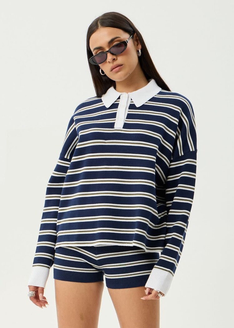 AFENDS AFENDS Delta Recycled Knit Shirt Navy Stripe