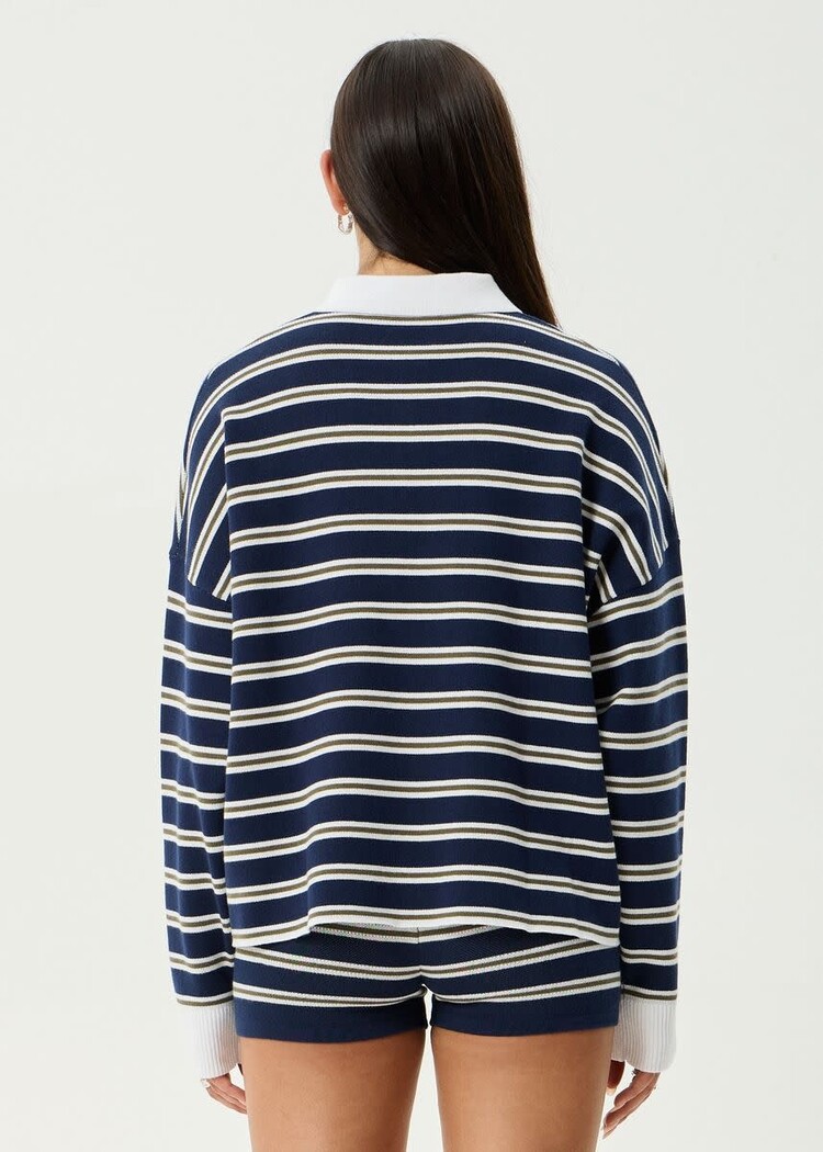 AFENDS AFENDS Delta Recycled Knit Shirt Navy Stripe