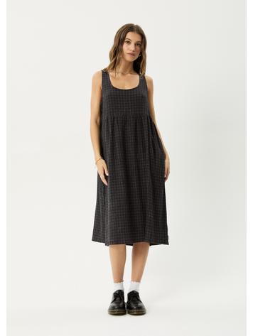 AFENDS AFENDS Darkness Hemp Seersucker Check Midi Dress Black Check
