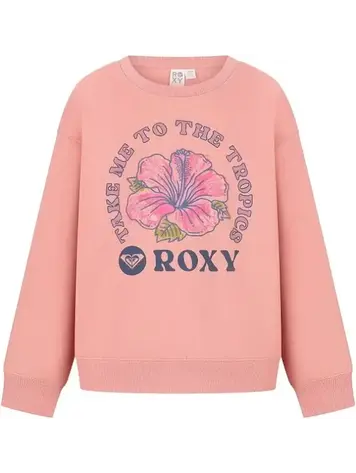 ROXY ROXY Girls' Hibiscus Oversized Crew Cozy Peach