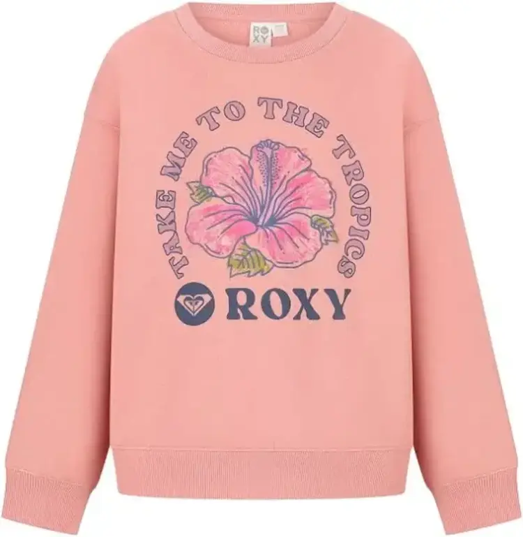 ROXY ROXY Girls' Hibiscus Oversized Crew Cozy Peach