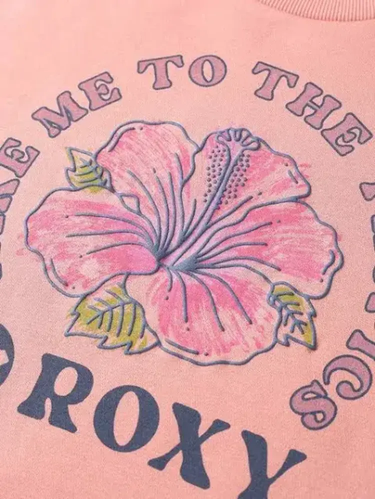 ROXY ROXY Girls' Hibiscus Oversized Crew Cozy Peach