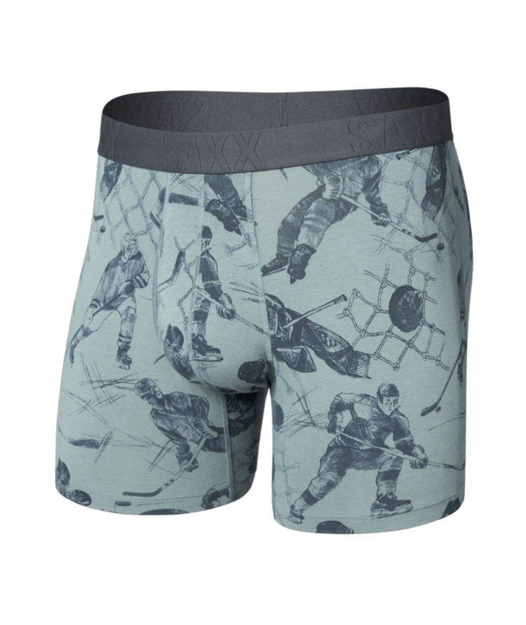 SAXX SAXX Droptemp™ Cooling Cotton Boxer Brief Fly Off The Boards- Silver Pine
