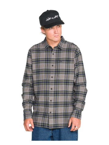 VOLCOM VOLCOM Caden Plaid Long Sleeve Pewter