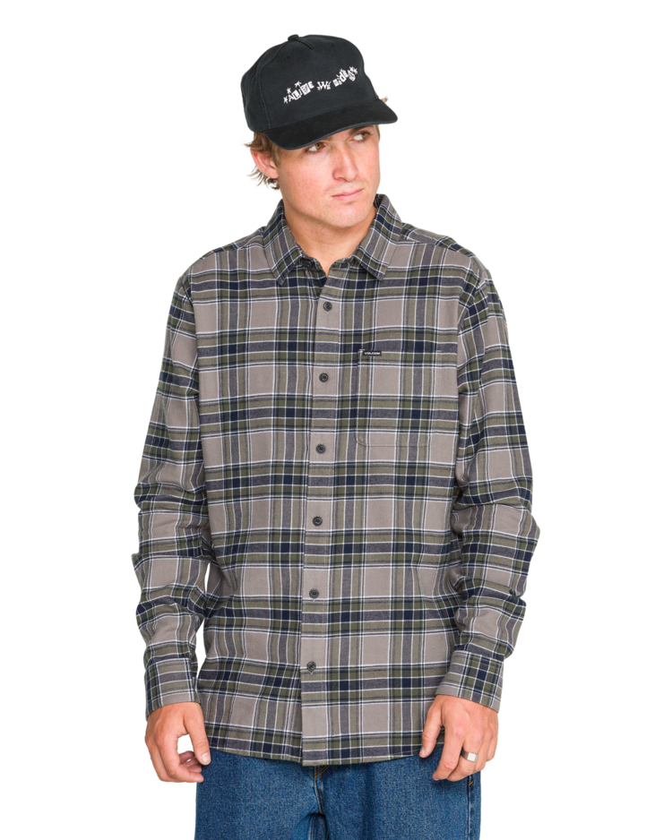 VOLCOM VOLCOM Caden Plaid Long Sleeve Pewter