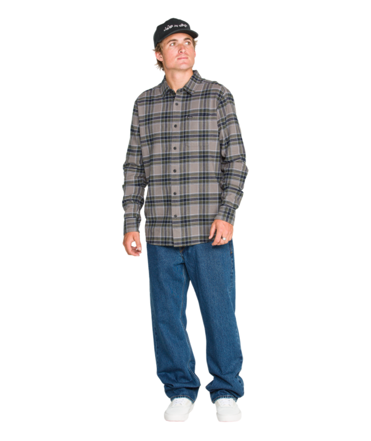 VOLCOM VOLCOM Caden Plaid Long Sleeve Pewter