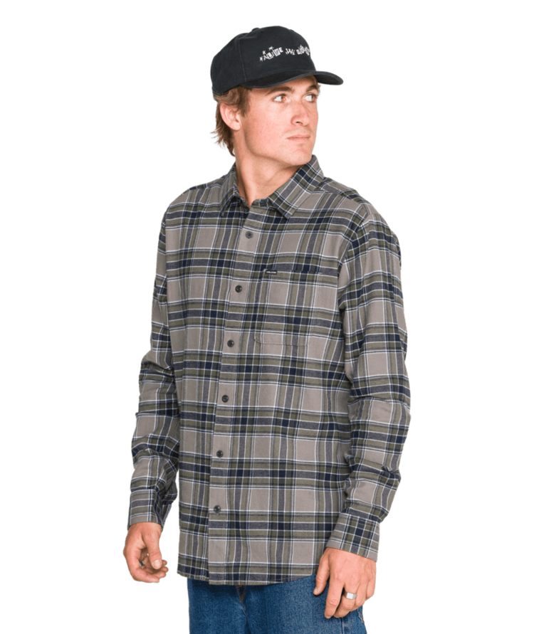 VOLCOM VOLCOM Caden Plaid Long Sleeve Pewter