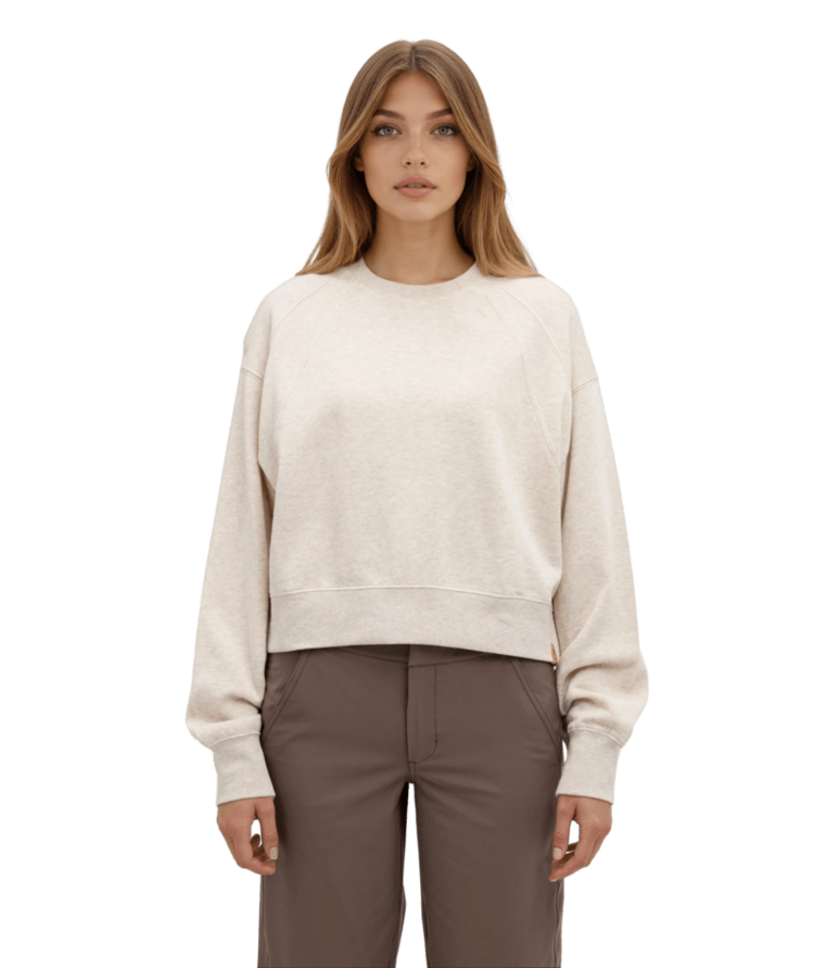 TENTREE TENTREE Bluffs Cropped Crew Pale Oak Heather V2