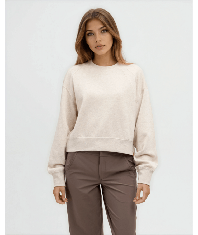 TENTREE TENTREE Bluffs Cropped Crew Pale Oak Heather V2