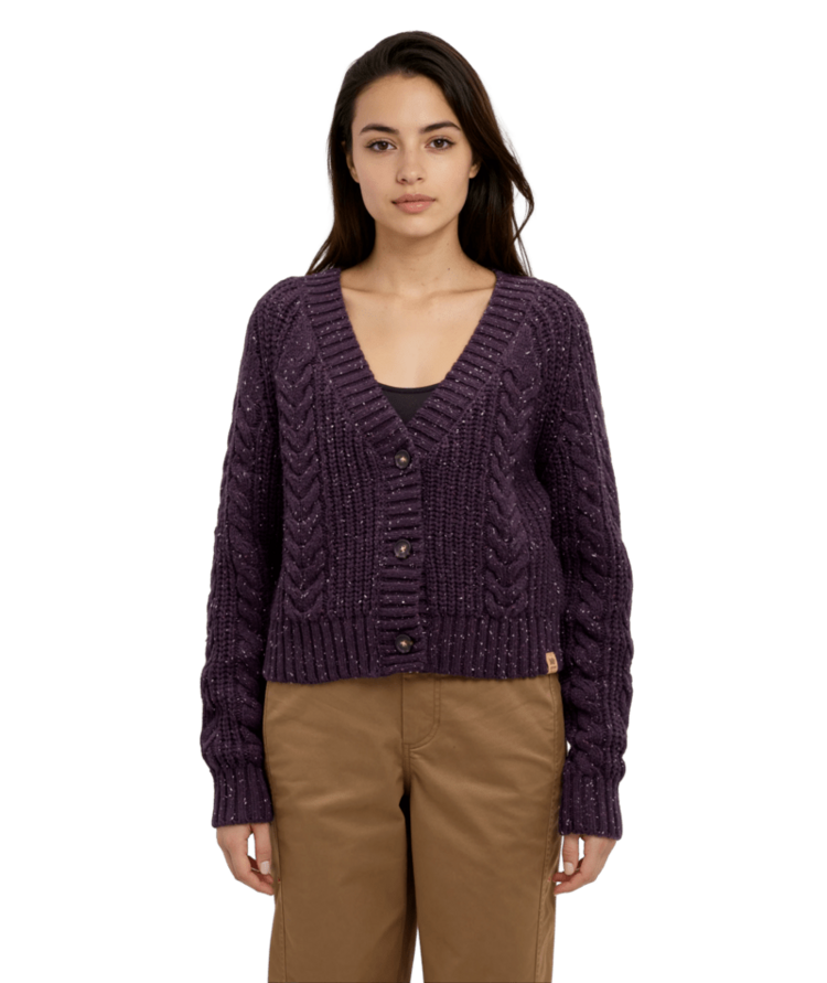 TENTREE TENTREE Stillwater Fleck Cardigan Plum Royale Fleck