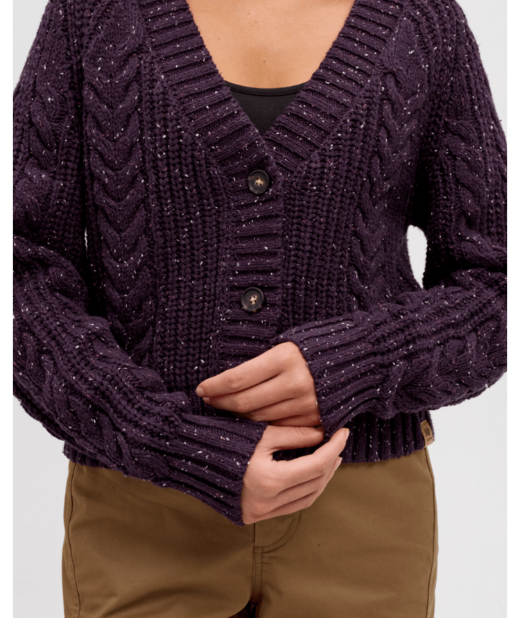 TENTREE TENTREE Stillwater Fleck Cardigan Plum Royale Fleck