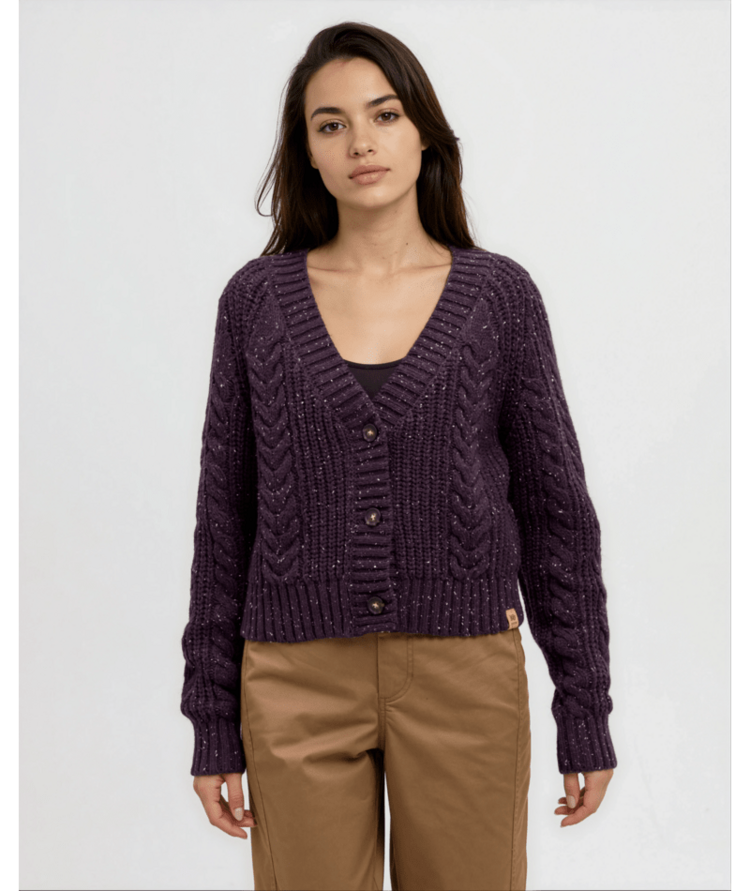 TENTREE TENTREE Stillwater Fleck Cardigan Plum Royale Fleck