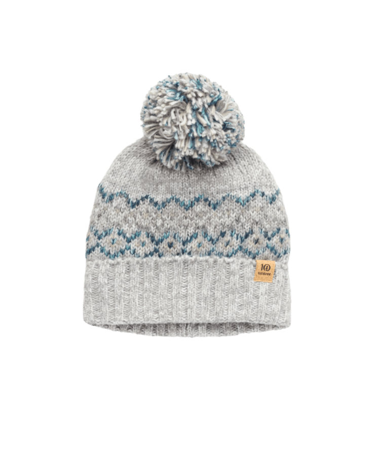 TENTREE TENTREE Banff Pom Beanie Light Grey Heather/Geo Pom