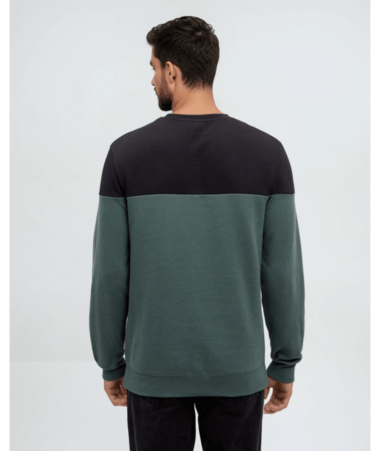 TENTREE TENTREE Reynard Blocked Crew Meteorite Black/Pine Green
