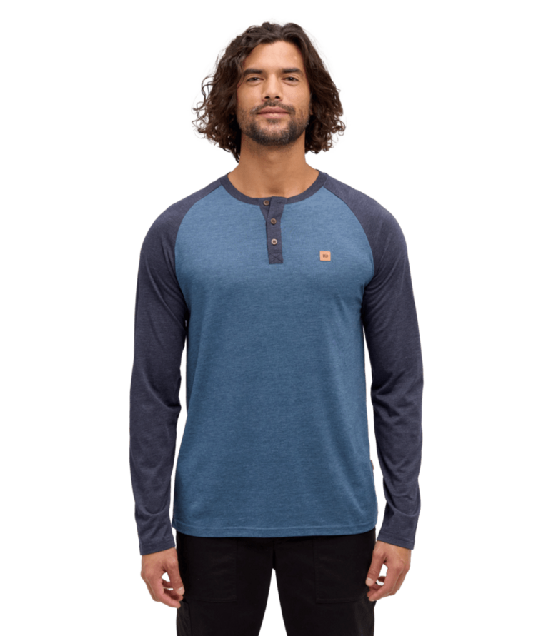 TENTREE TENTREE Baker Henley Longsleeve Midnight Blue Heather/Blue Horizon Heather
