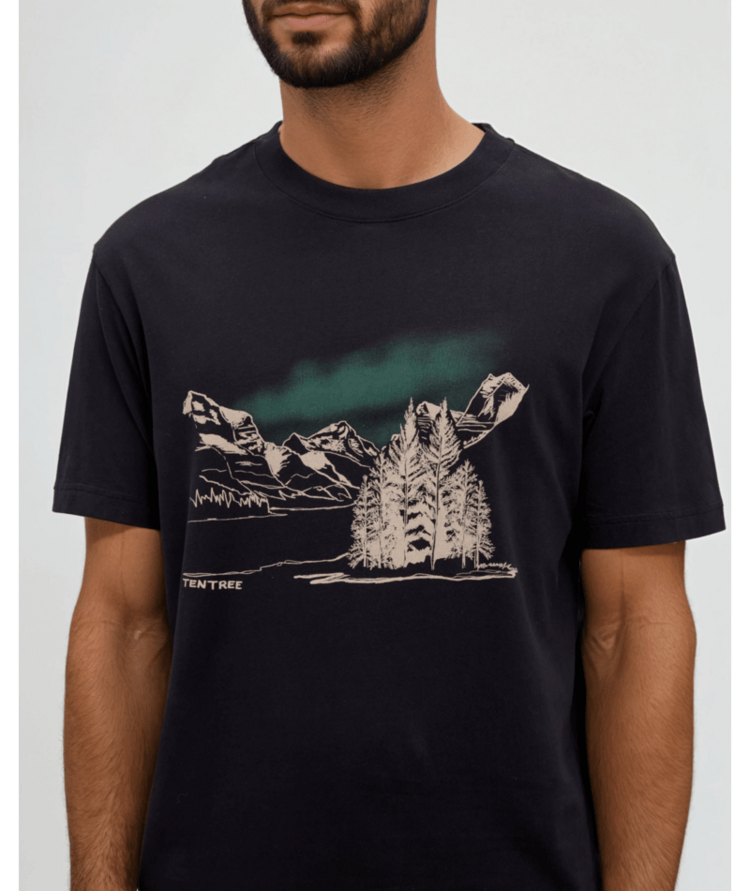 TENTREE TENTREE Parks Landscape Relaxed T-Shirt Meteorite Black/Pine Green