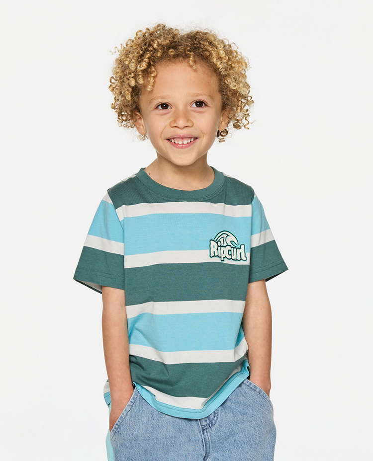 RIP CURL 29A RIP CURL PADDLE OUT STRIPE TEE-BOY WAVE POOL