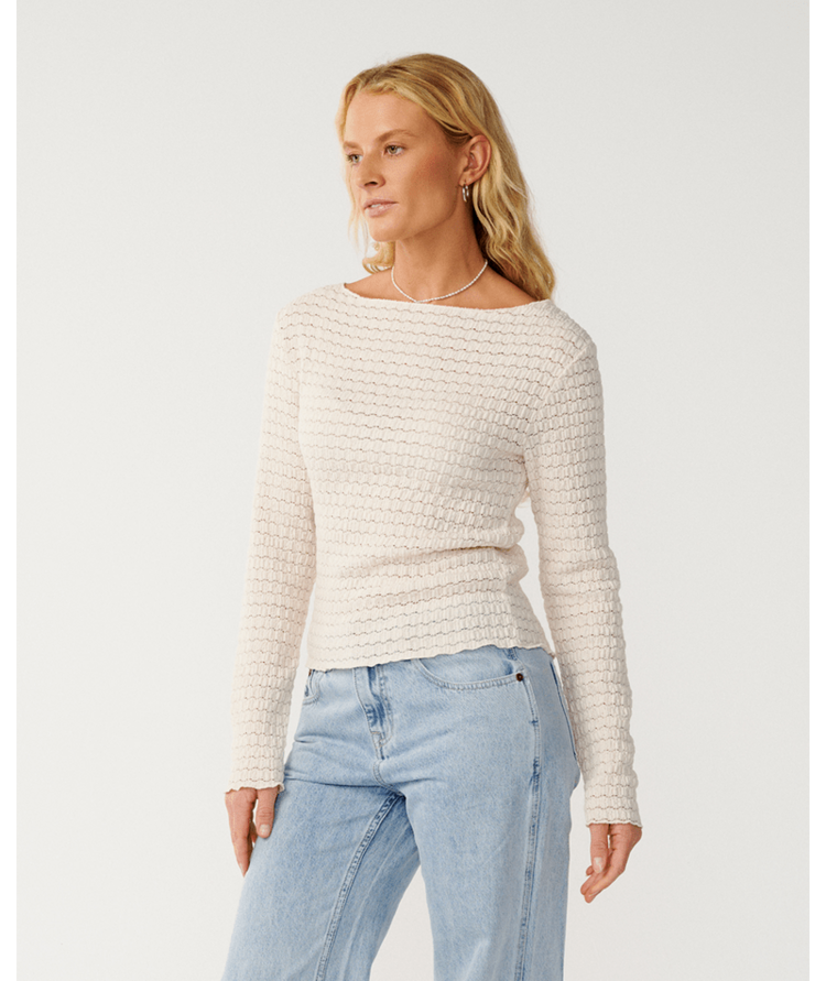 RIP CURL 61B RIP CURL BOSSA NOVA TEXTURED L/S TEE BONE