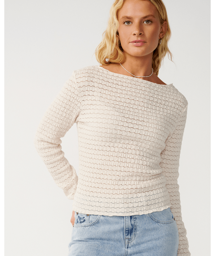 RIP CURL 61B RIP CURL BOSSA NOVA TEXTURED L/S TEE BONE