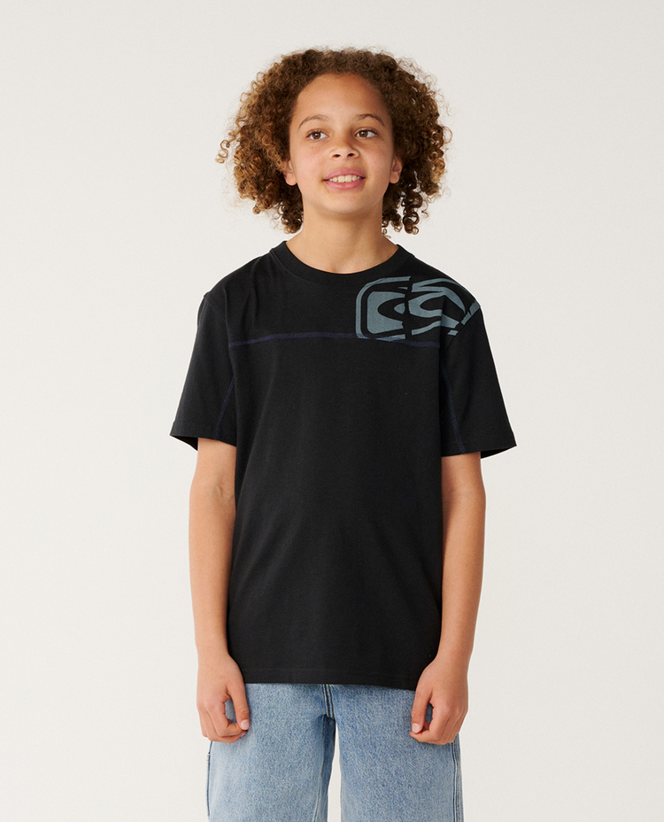 RIP CURL 04A RIP CURL ARCHIVE THRASHED PANEL TEE-BOY BLACK