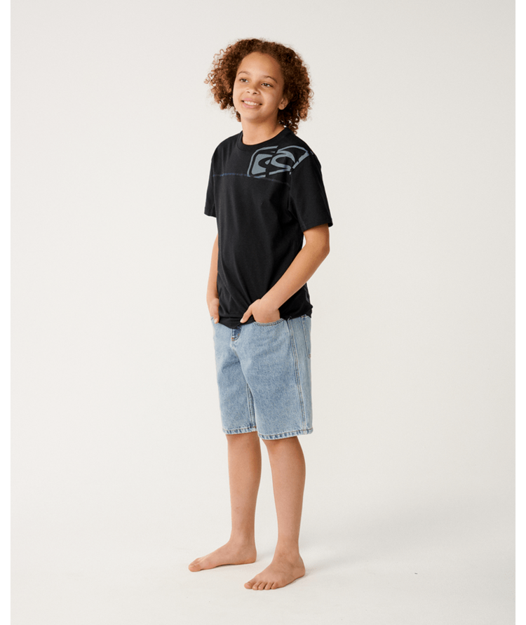 RIP CURL 04A RIP CURL ARCHIVE THRASHED PANEL TEE-BOY BLACK