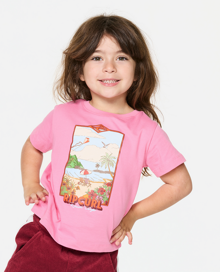 RIP CURL 03B RIP CURL SURF VISTA TEE - GIRL BRIGHT PINK