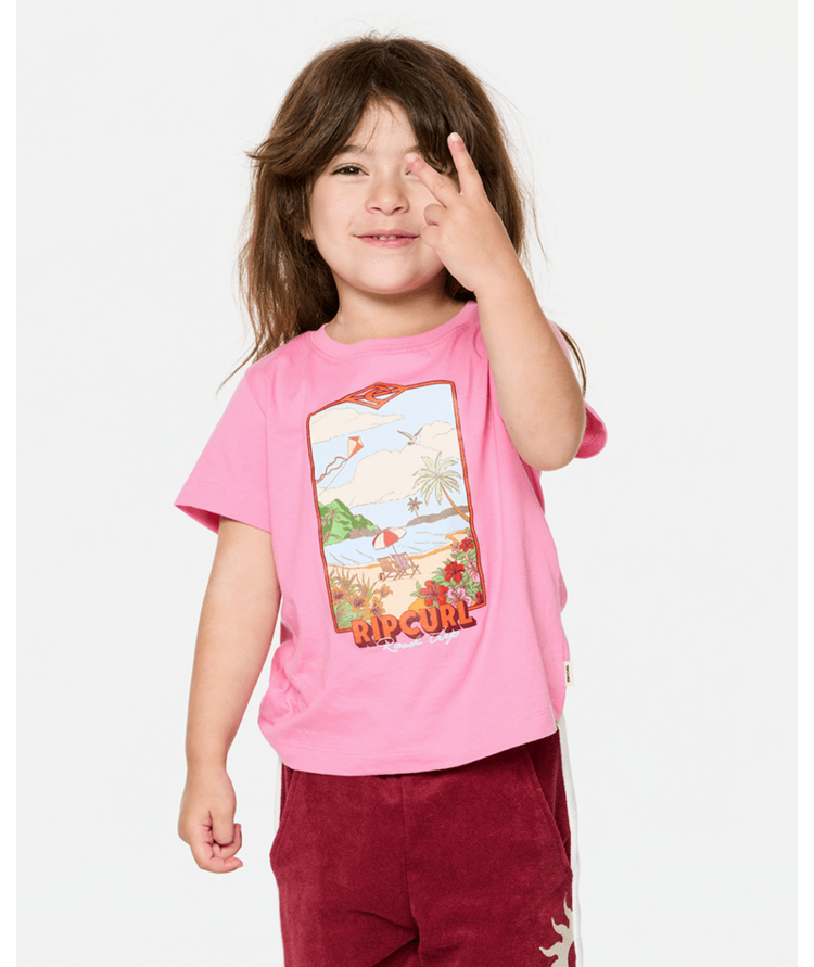 RIP CURL 03B RIP CURL SURF VISTA TEE - GIRL BRIGHT PINK