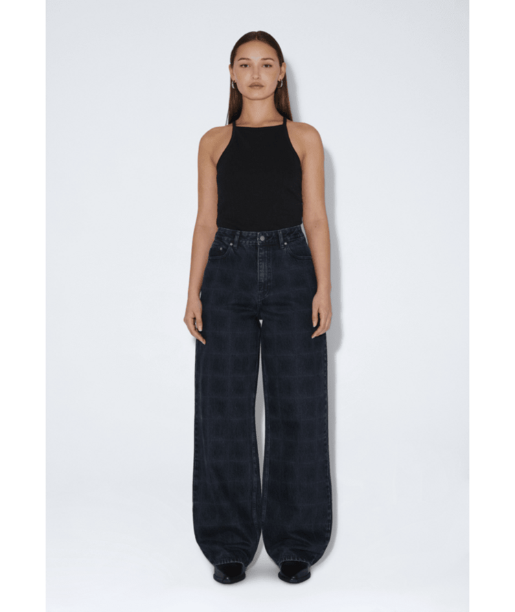 DR DENIM DR DENIM Denim Donna High Relaxed Stream Check Ovrdy