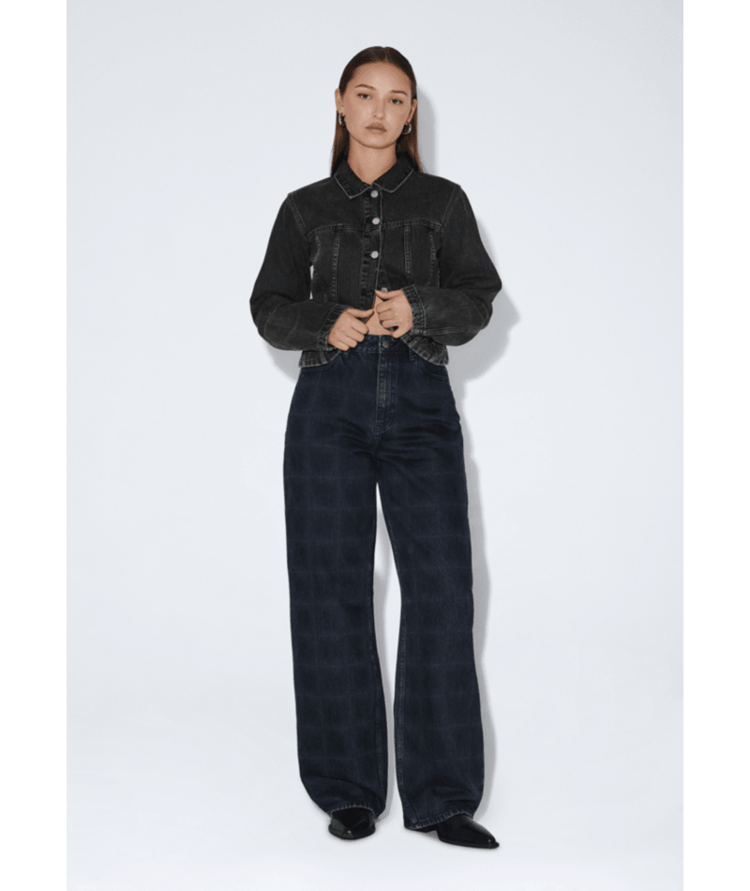 DR DENIM DR DENIM Denim Donna High Relaxed Stream Check Ovrdy