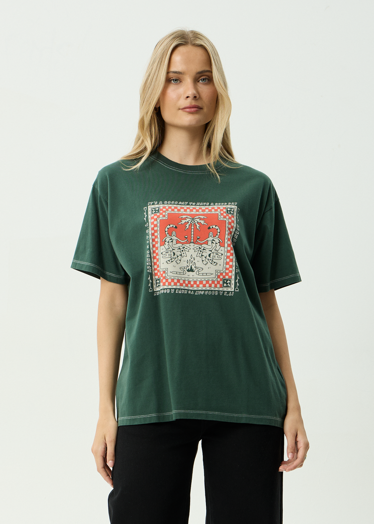 AFENDS 01C AFENDS HAVE A GOOD DAY RECYCLED OVERSIZED TEE PINE