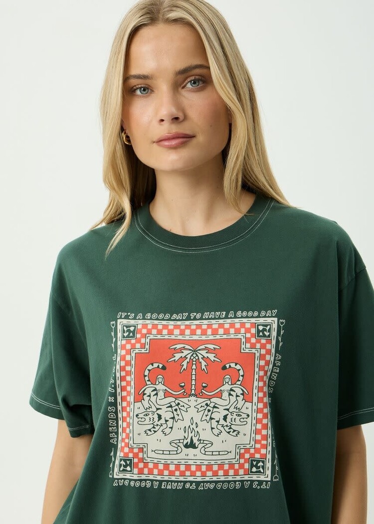 AFENDS 01C AFENDS HAVE A GOOD DAY RECYCLED OVERSIZED TEE PINE