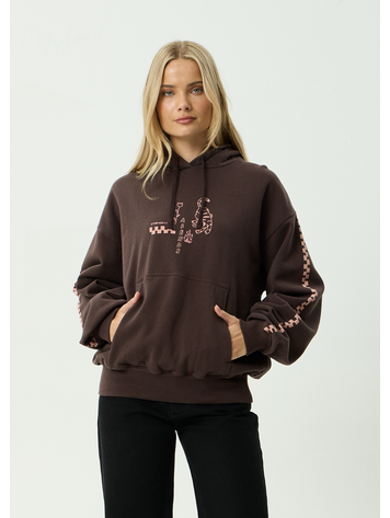 AFENDS 03D AFENDS REALITY CHECK RECYCLED BOXY PULL ON HOOD COFFEE