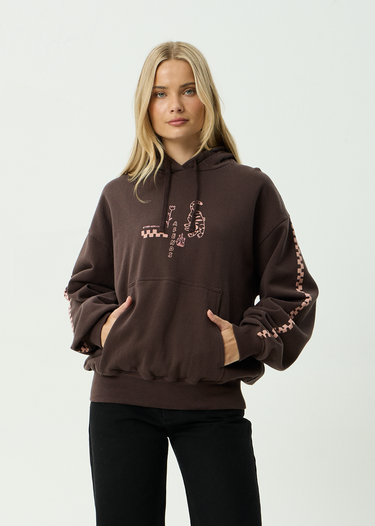 AFENDS 03D AFENDS REALITY CHECK RECYCLED BOXY PULL ON HOOD COFFEE