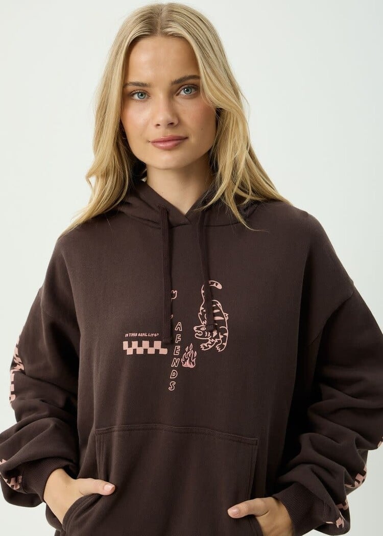 AFENDS 03D AFENDS REALITY CHECK RECYCLED BOXY PULL ON HOOD COFFEE