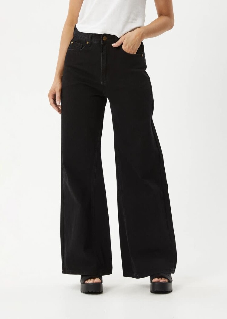 AFENDS 04B AFENDS GIGI ORGANIC DENIM FLARED JEANS WASHED BLACK